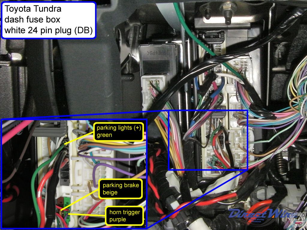 07 Toyota Tundra, Dash Fuse Box Side Connections, 12V Constant -- posted image.