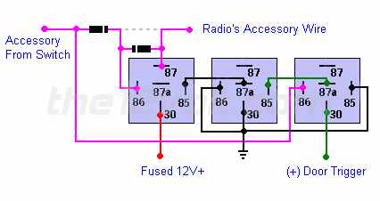 Radio On Until Door Opened (Retained Accessory Power) - Positive Door Trigger  Relay Wiring Diagram