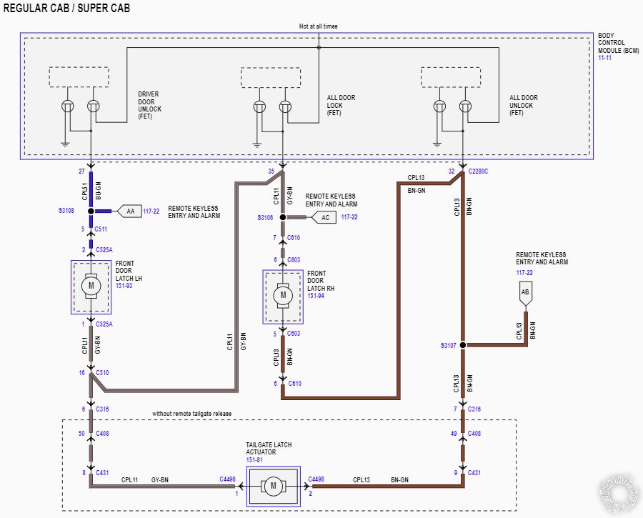 2023 Ford F-150, Door Lock Wiring -- posted image.