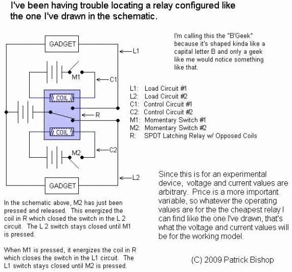spdt latching relay with 2 opposed coils? -- posted image.