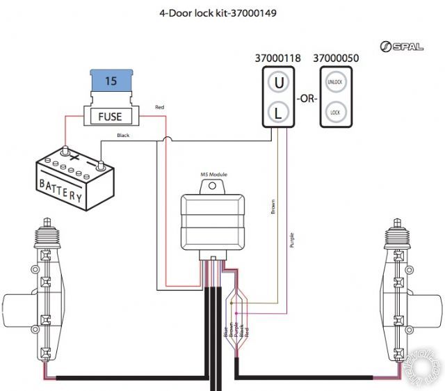 avital 2101 and spal central locking -- posted image.