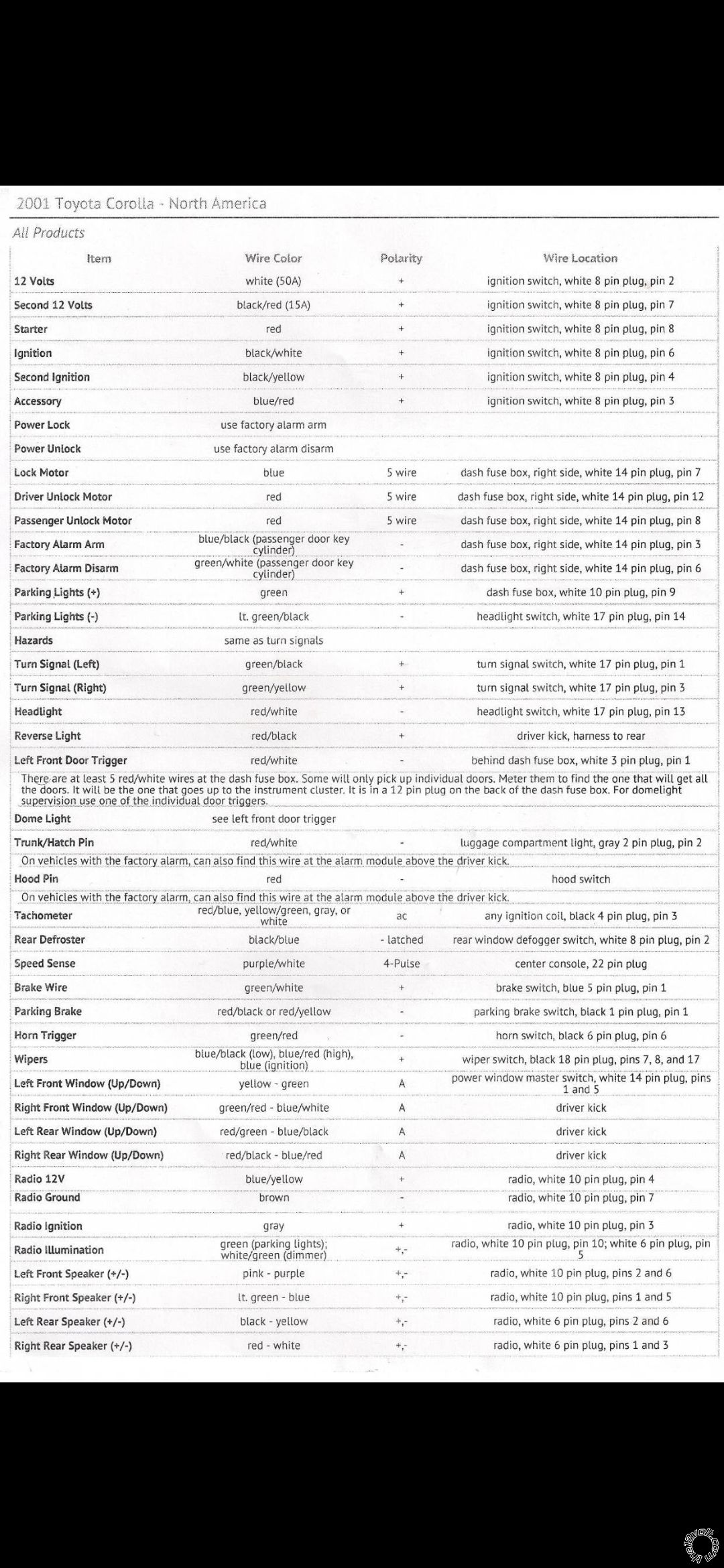 Remote Start, 2001 Toyota Corolla -- posted image.