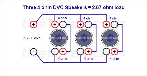 Three 4 ohm DVC Speakers = 2.67 ohm load