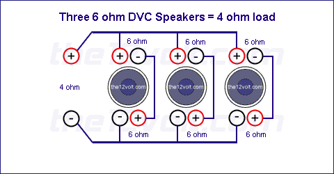 Three 6 ohm DVC Speakers = 4 ohm load