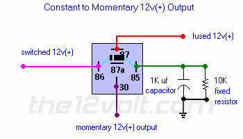 Constant to Momentary 12v+ Output Relay Diagram